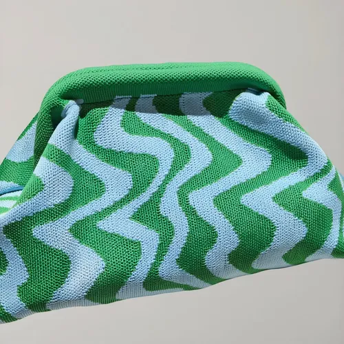 Bolsa De Maquillaje Tejida Gran Espacio Estampado Ondulado V