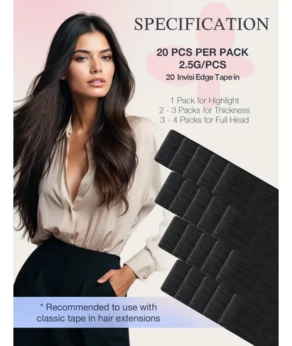 Extensiones De Cabello Virgen Doores 18′ Invisi Edge Con