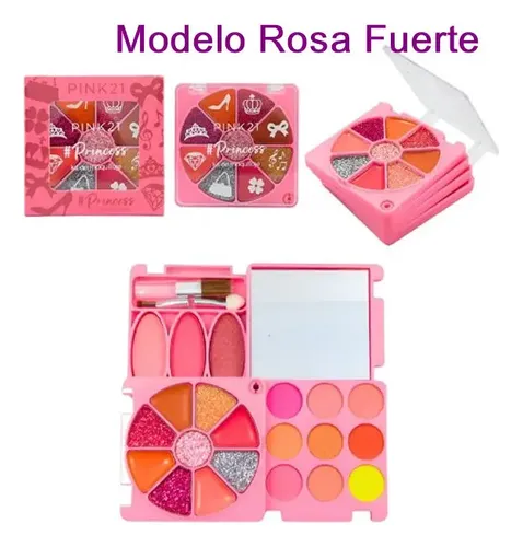 Kit Maquillaje Infantil Princess Pink21 Labial Sombra Rubor