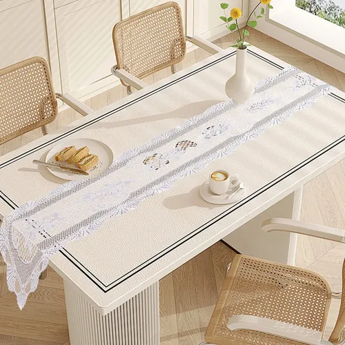 Bandera De Mesa De Encaje Hueca Blanca, Hermosa Pestaña Con