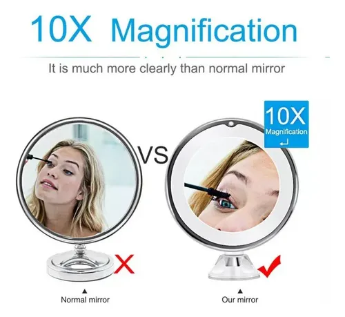 Espejo De Maquillaje Led 360, Aumento Flexible De Ventosa