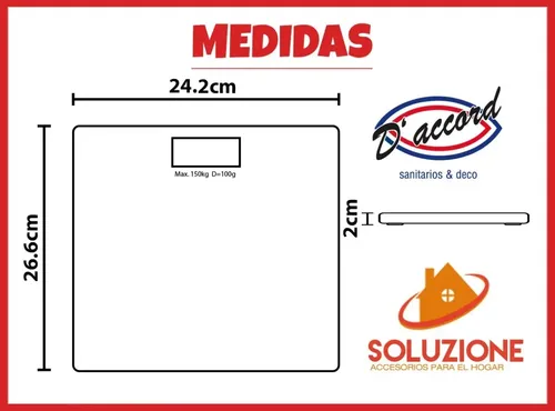 Balanza Electronica Digital Vidrio Templado 150kg D’accord