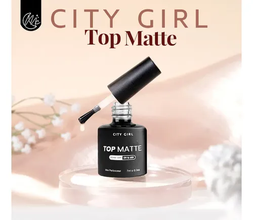 Esmalte Top Coat Efecto Matte Semipermanente City Girl 7ml Transparente
