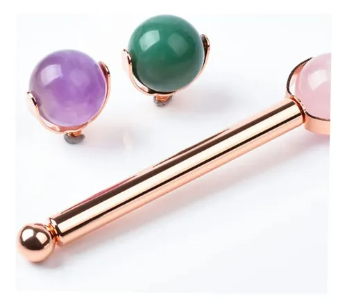 Rodillo Facial De Jade Rosa Portátil Para Cuidado Y Relax