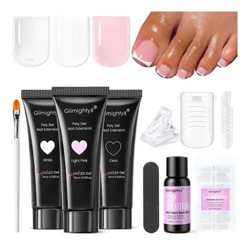 Kit Poligel Uñas Dedos De Los Pies Glimightyx 3 Colores