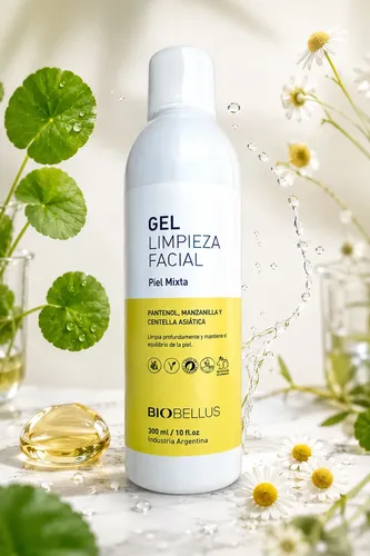 Gel Limpieza Facial Piel Mixta Pantenol Mazanilla Biobellus