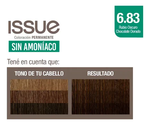 Tintura Issue Sin Amoniaco 6.83 Rubio Oscuro Chocolate Dorado Permanente Crema