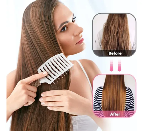 Hair Brush Bsisme Vented Curved Styling Detangling White