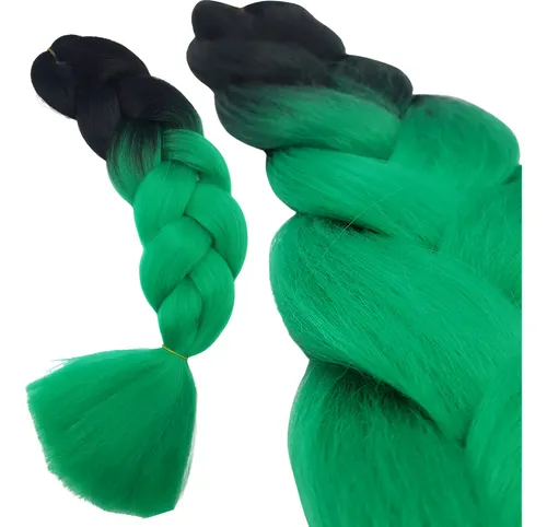 Extension Pelo Kanekalon Trenza Degrade Verde Negro Lefemme