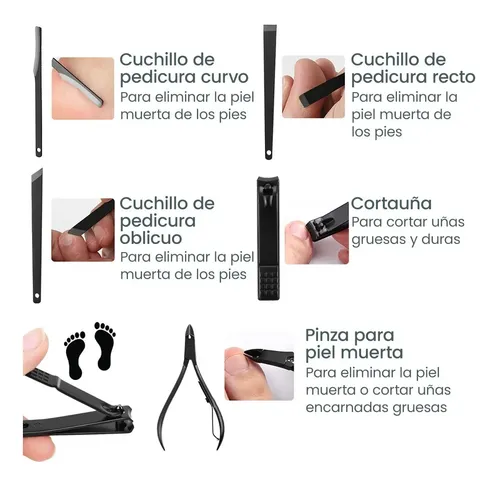 Set X16 Corta Uñas Kit Manicura Pedicura Con Estuche Viaje