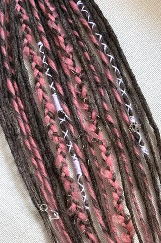 10 De Mix Dreads Rastas Marrón Y Rosa Empolvado 55 Cm