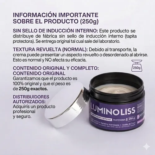 Lumino Liss Alisado Progresivo 250gr Sin Formol Original