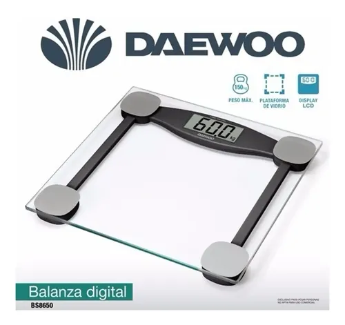 Balanza De Baño Digital 150kg Daewoo Vidrio Templado Bs8650