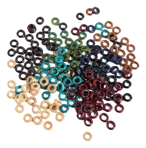 100 Anillos Madera 13mm, Accesorios Para Trenzar Cabello