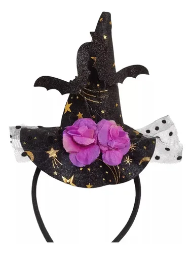 Vincha Con Sombrero De Bruja Cotillon Souvenir Halloween X6u