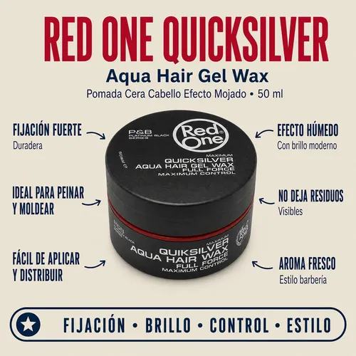 Red One Pomada Brillosa Hair Gel Aqua 50ml Fijacion Fuerte
