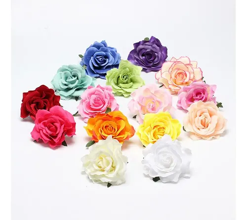 Broche Para El Pelo (y) De Tela Rosa Con Forma De Flor Rosa