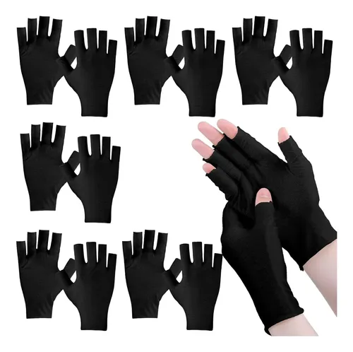 Guantes Sin Dedos Algodón Negro Hidratantes Para Eczema