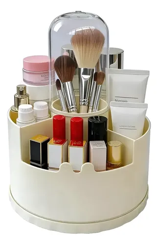 Organizador Escritorio Maquillaje 4 Divisiones Giratorio Ful