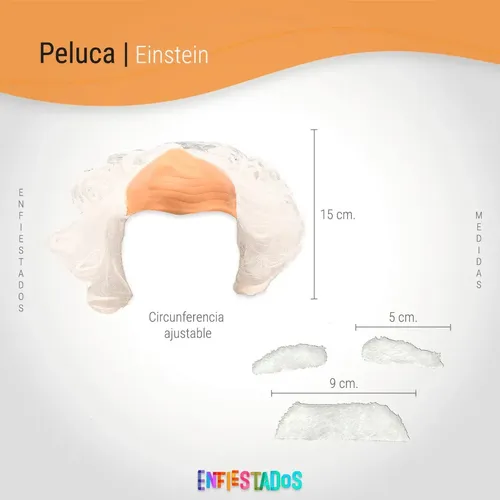 Peluca Pelo Albert Einstein Cientifico Cotillon Disfraz