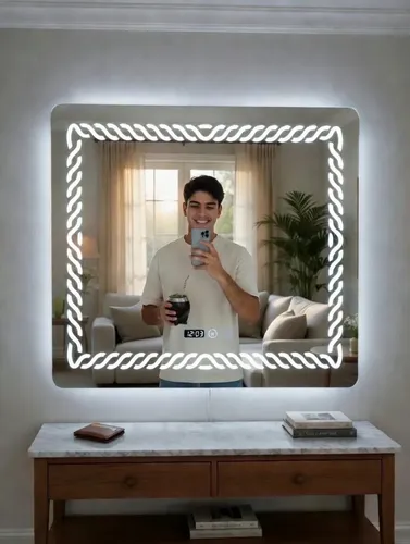 Espejo De Baño Led Táctil 70x90cm Con Reloj Y Temperatura