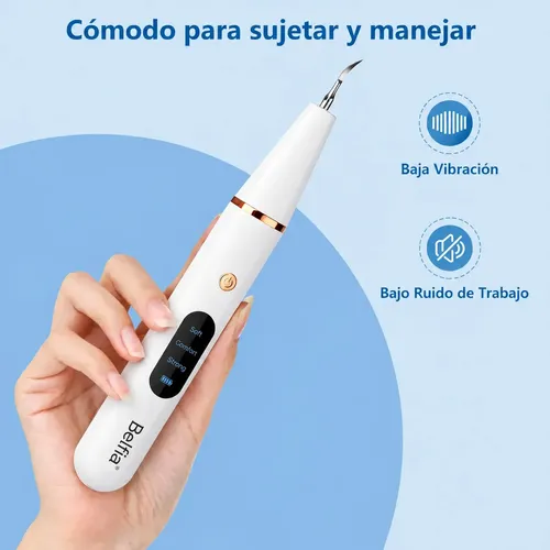 Removedor De Sarro Ultrasónico Belfia Limpieza Dental Profesional Kit Completo Recargable USB Con 2 Puntas 2 espejos Luz LED