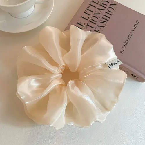 Large Beige Hair Bow For Women, Ponytail And Bun