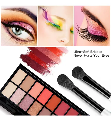 Set De Brochas Para Ojos Evrchgiea 6 Unidades Negro Mate