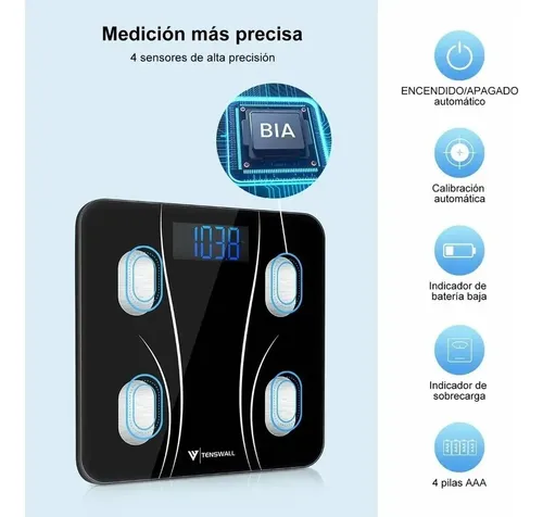 Z Báscula De Baño Electrónica Con Bluetooth X .