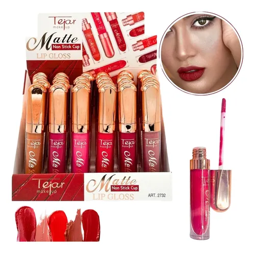 Labial Lip Gloss Matte Non Stick Cup Tejar Make Up Colores