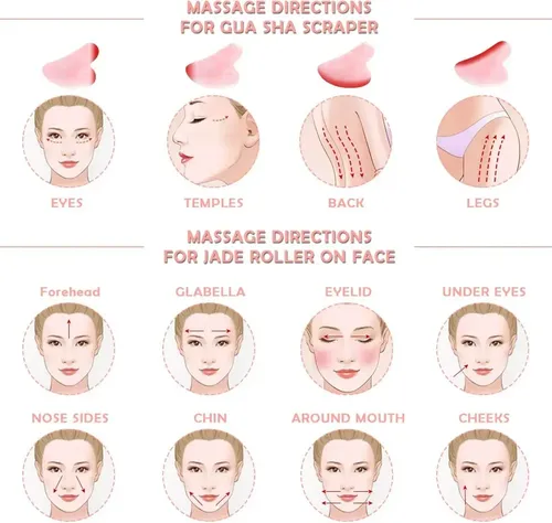 Gua Sha Piedra Cuarzo Rosa Masajeador Facial Skincare