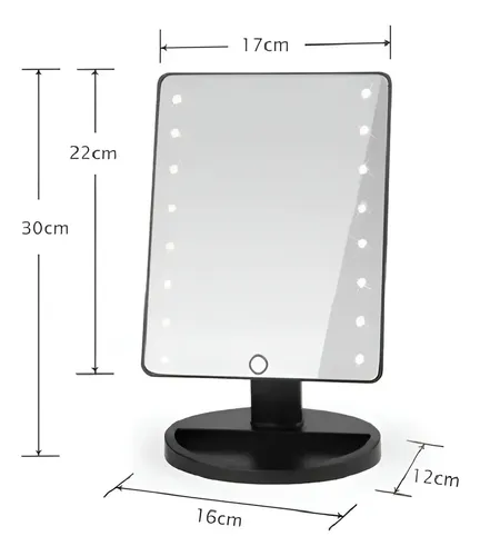 Espejo Luces Led Para Maquillaje Touch Screen Giratorio