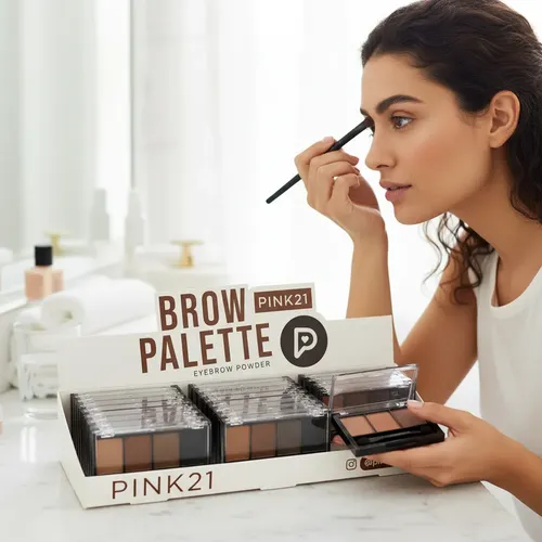 Set X 24 Paletas Sombras De Cejas Eye Brow Pink 21 Aplicador