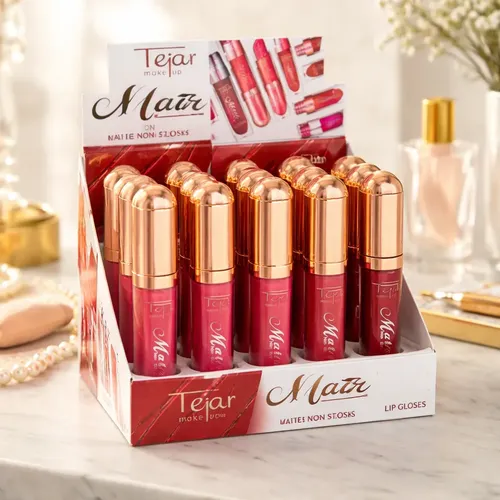 Labial Lip Gloss Matte Non Stick Cup Tejar Make Up Colores