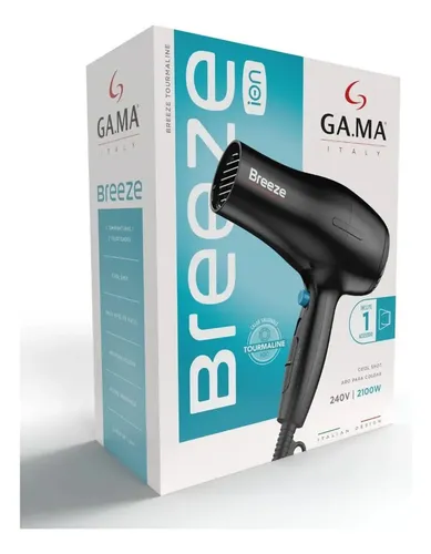 Secador De Pelo Gama Italy Breeze Black 2100w Tourmaline Ion Anti Frizz