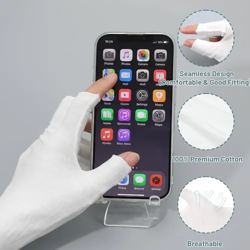 Guantes Sin Dedos Blancos De Algodón Para Manos Secas