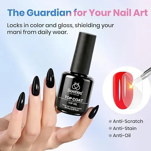 Beetles Gel Esmalte Base Y Top Coat Sin Limpieza Set 2
