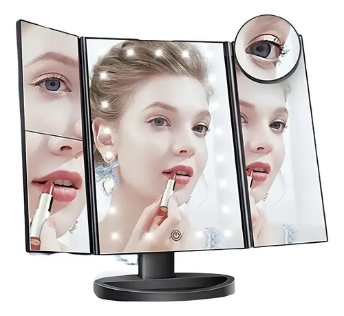Espejo Maquillaje Luz Tríptica Aumento 3x/2x/10x Buen