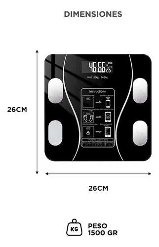 Balanza de Baño Gadnic Digital App Vidrio Templado Pantalla LCD Alta Precisión 180kg Bluetooth Apagado Automático Auto Calibrado