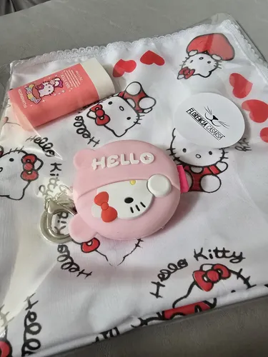Kit Gatito Kitty Cera Pelo Cepillo De Llavero Pañuelobandana