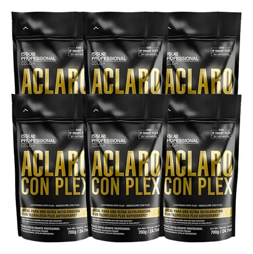 Kit 6 Polvo Decolorante Issue Aclaracion Maxima Plex 700gr