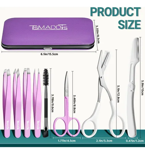 Set Profesional 8 En 1 Pinzas Y Tijeras Para Cejas