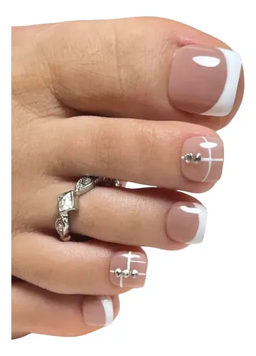 Uñas Press On Para Pies Kit Completo Reutilizable Veluna – Francesita Con Strass