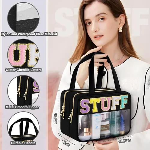Bolsa De Maquillaje Simboom Clear Letter Black Talla L Imper
