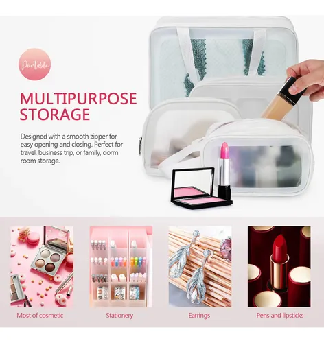 Set De Neceser Transparente Para Maquillaje Y Aseo