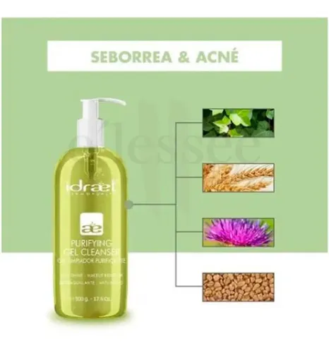 Gel Limpiador Purificante Idraet Para Piel Grasa De 500ml