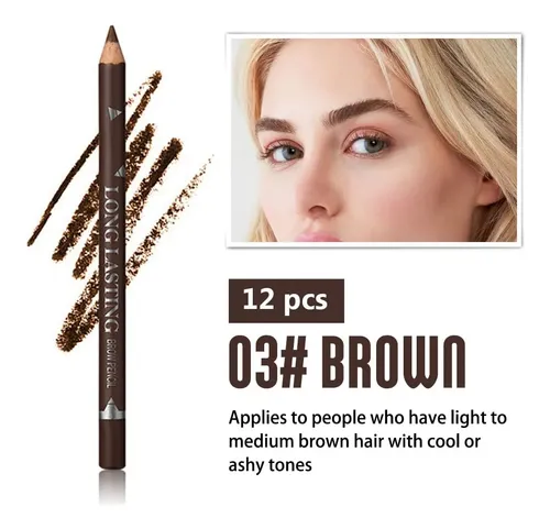 12 Lápices De Cejas Marrón Waterproof Y Resistentes