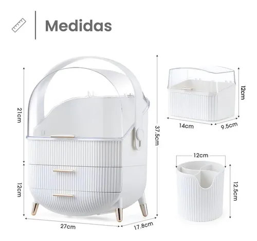 Raitot organizador de maquillaje portatil escritorio porta cosmetico color blanco