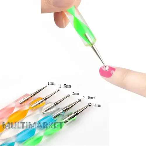 Kit 5 Pinceles Doble Punta Goma Silicona Y Dotting Punteros