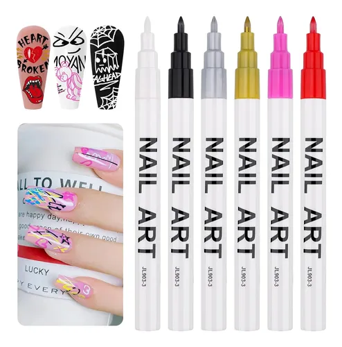 Set 6 Colores Para Arte En Uñas 3d Con Pincel Y Puntero